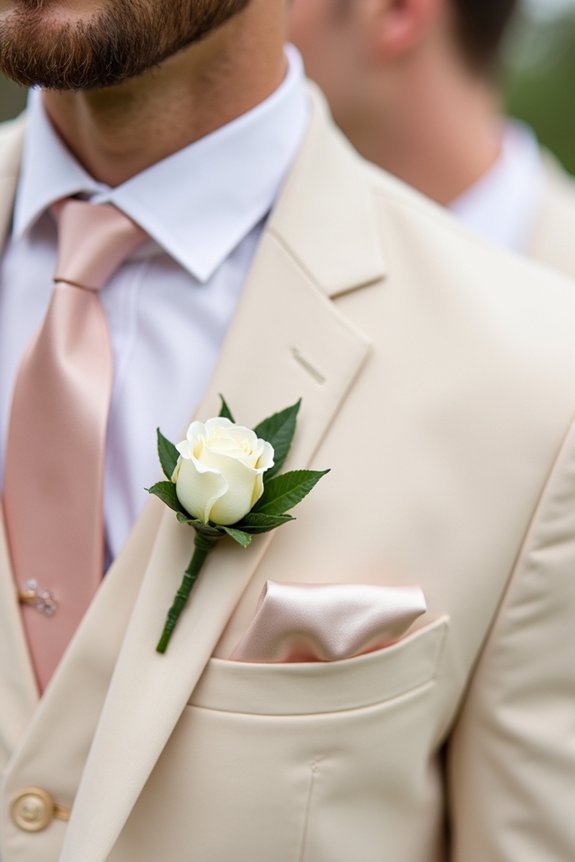 accessorizing champagne suits elegantly