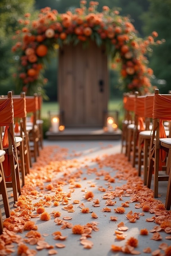 aisle decor with burnt orange