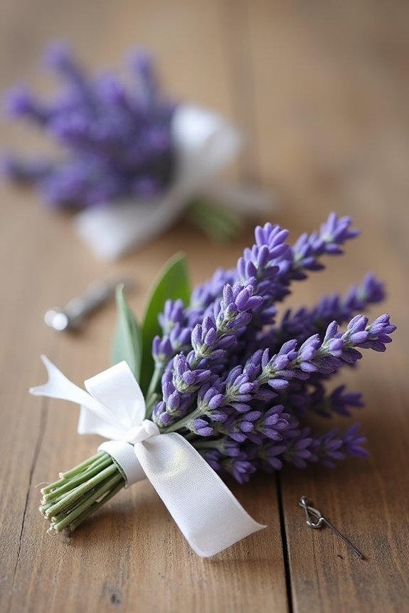 assemble lavender boutonnieres quickly