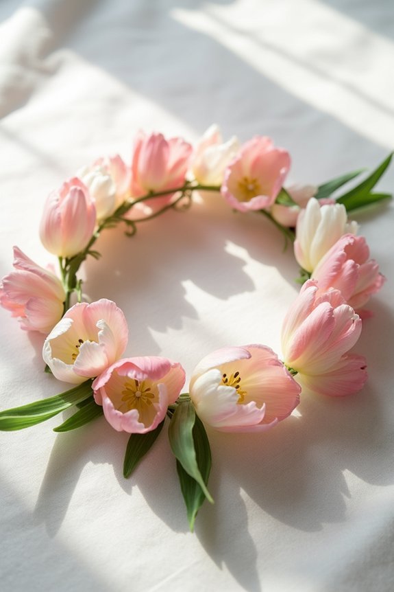 balanced tulip crown arrangement