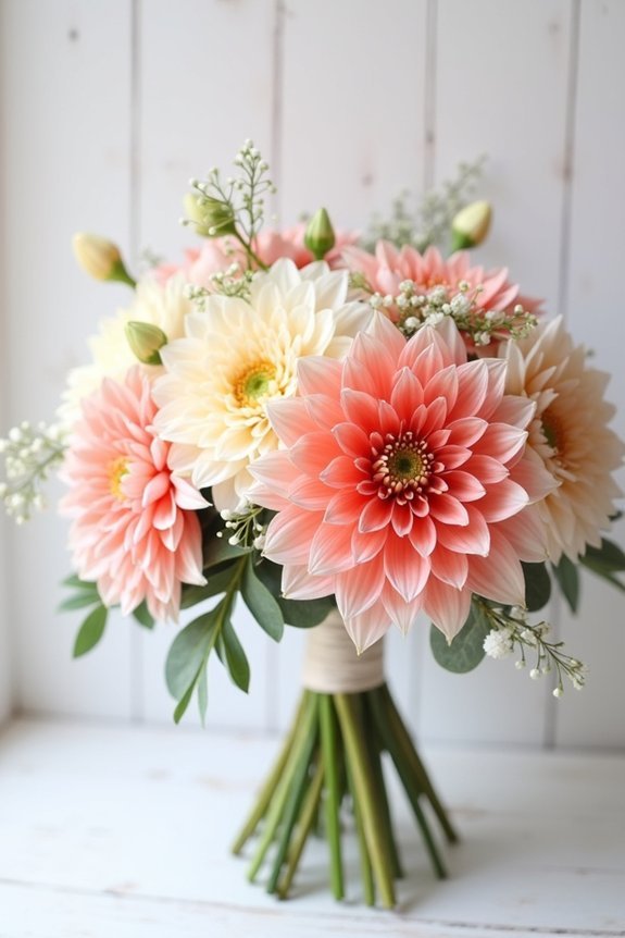 beautiful dahlia wedding bouquets