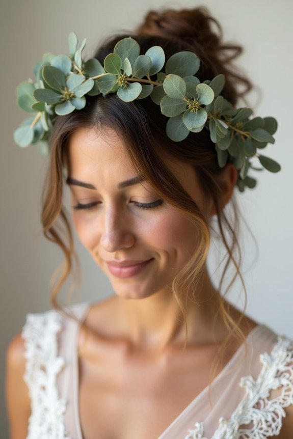 beautiful eucalyptus flower crown