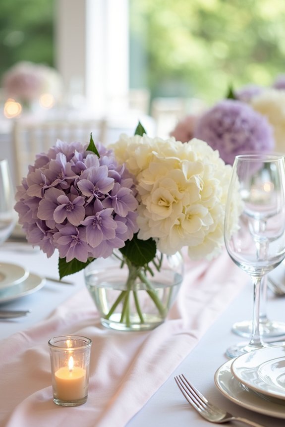 blended hydrangea floral arrangements