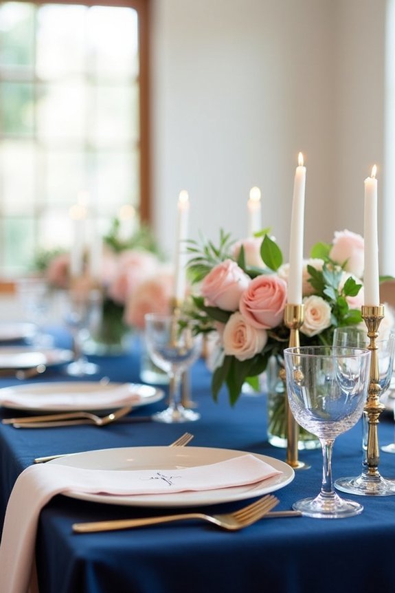 blush and navy elegant pairing