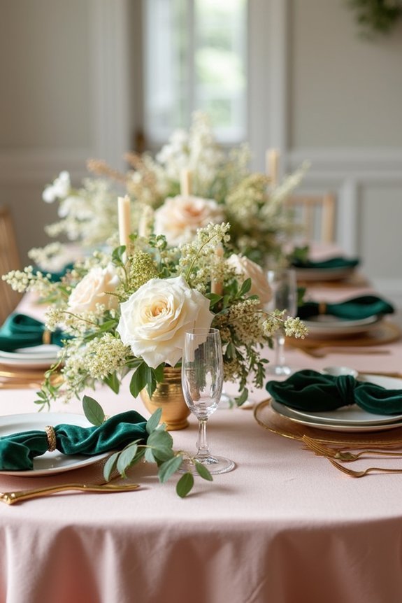 blush gold emerald ivory