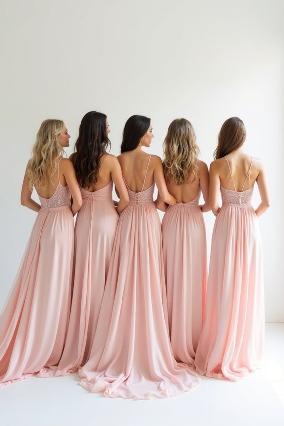 blush pink bridesmaid dress selection