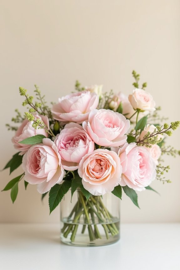 blush pink flowers by season