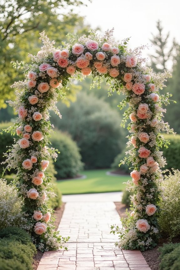 blush pink wedding arch ideas