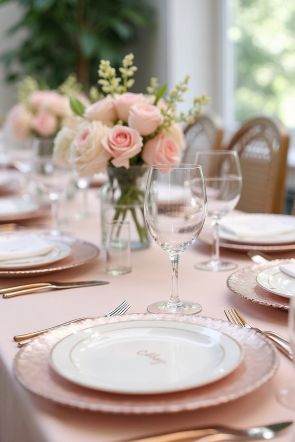 blush themed elegant tablescapes design