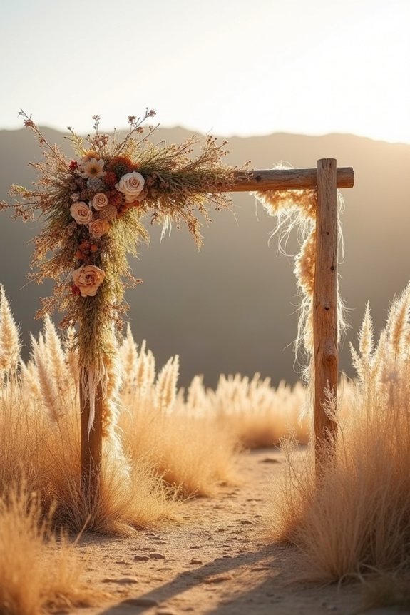 bohemian pampas grass arch