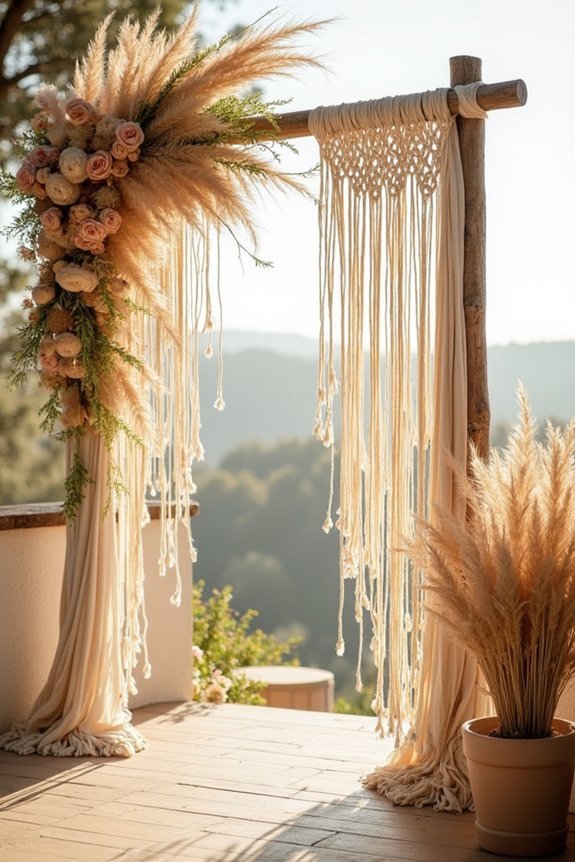 boho luxe macram arch details