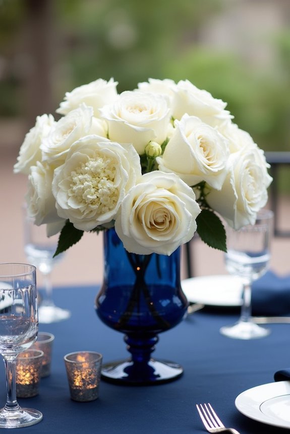 bold florals against navy
