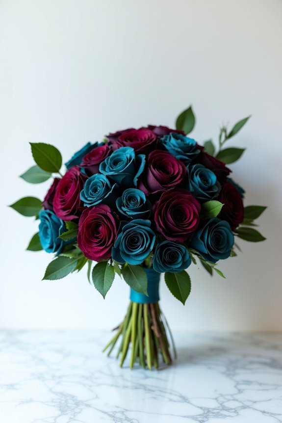bold jewel tone rose arrangements