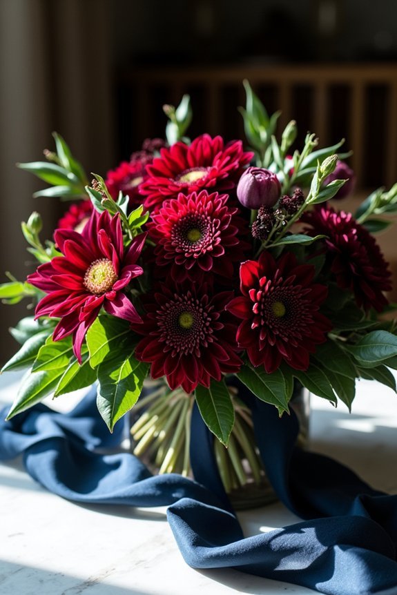 bold jewel toned floral arrangements