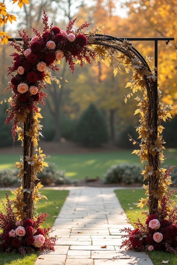 bold metallic wedding arch