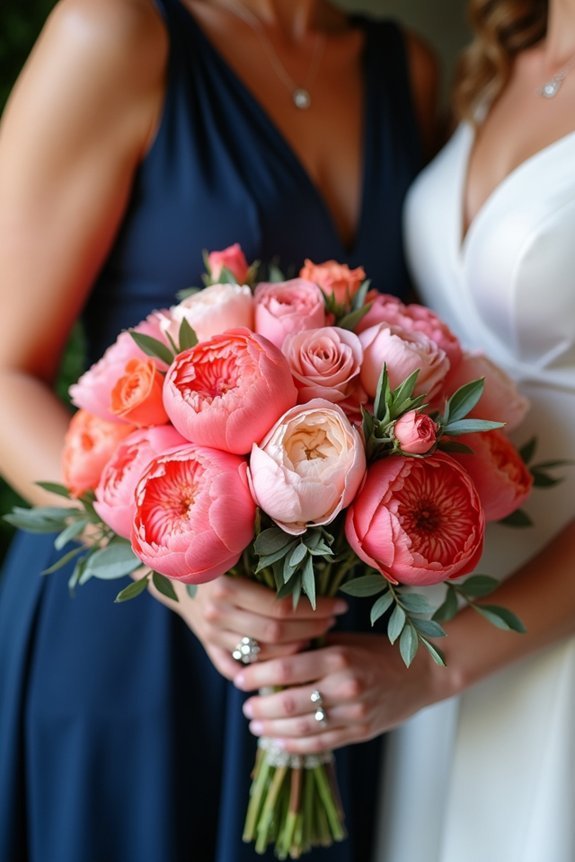 bouquet colors against navy
