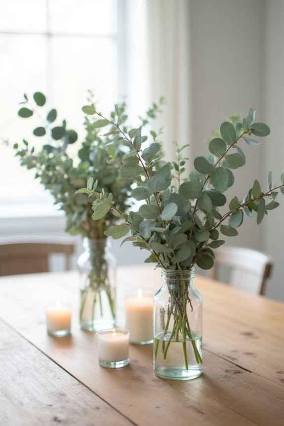 budget friendly eucalyptus centerpieces