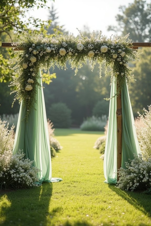 budget friendly sage wedding arch