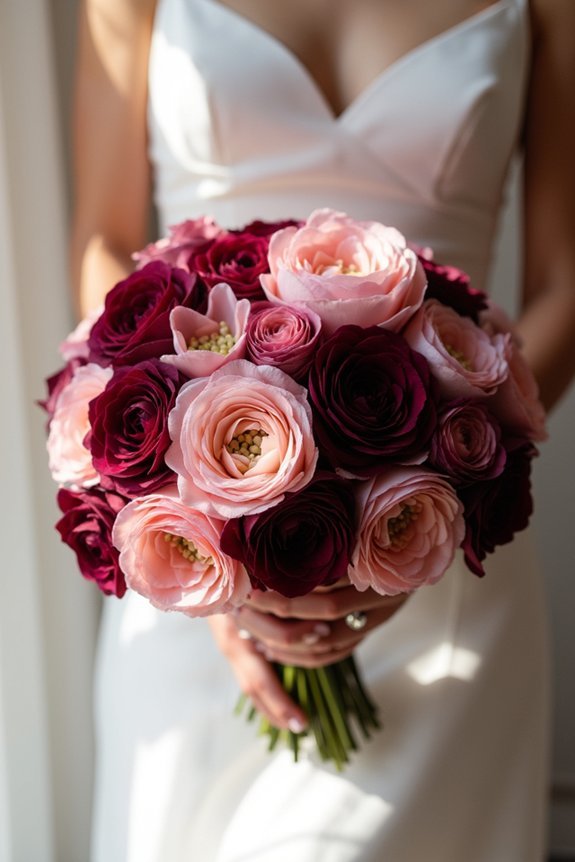 burgundy and blush bouquets