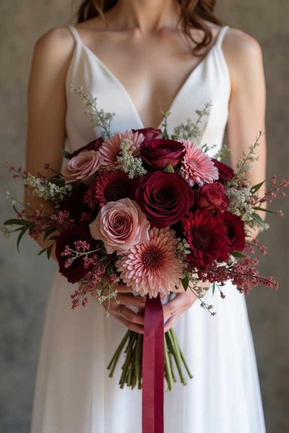 burgundy bouquets for weddings