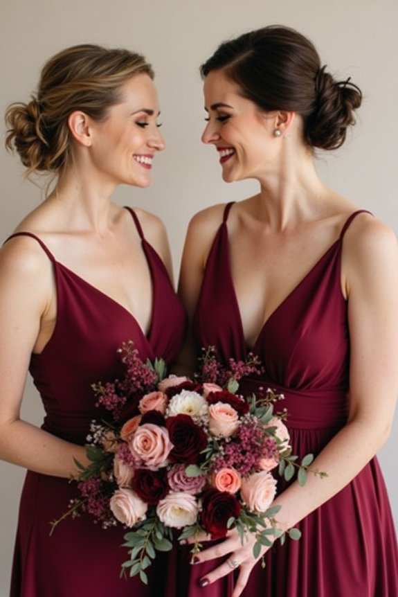 burgundy bridal party coordination