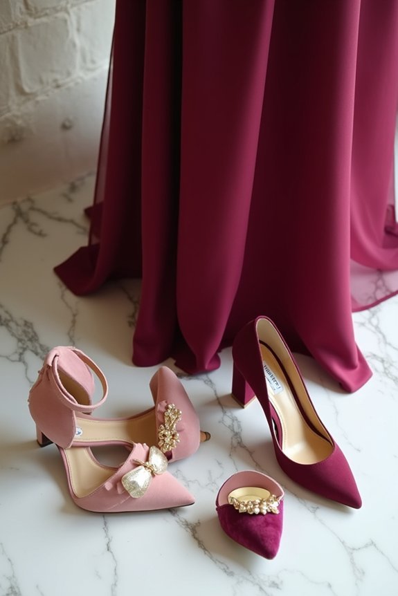 burgundy bridesmaids shoe options