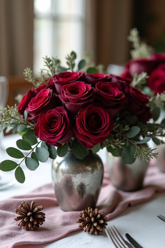 burgundy roses and elegance