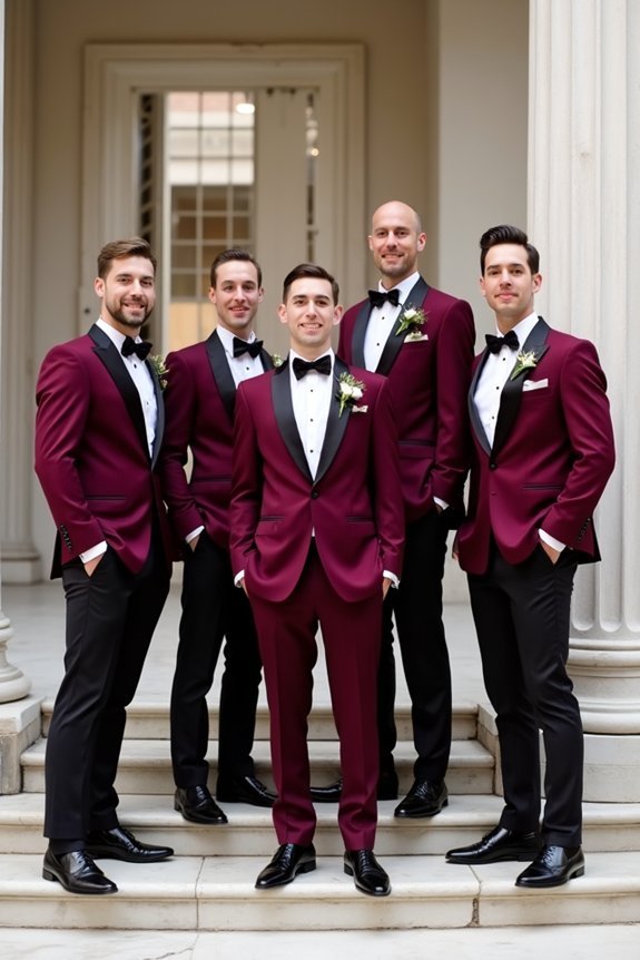 burgundy suits various weddings