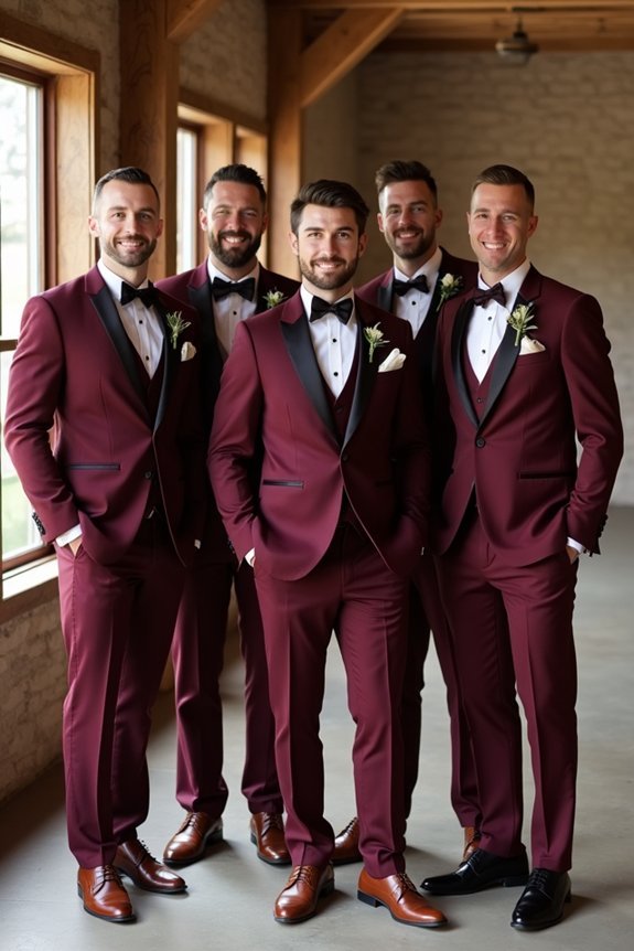 burgundy suits with vests