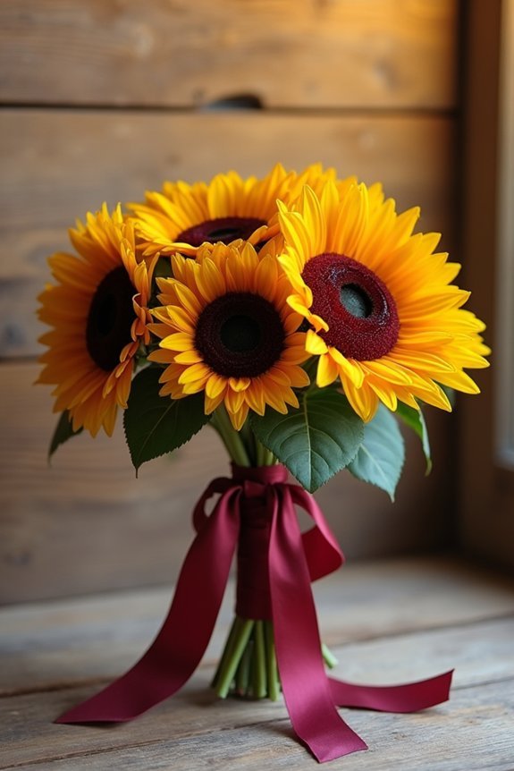 burgundy sunflower wedding elegance