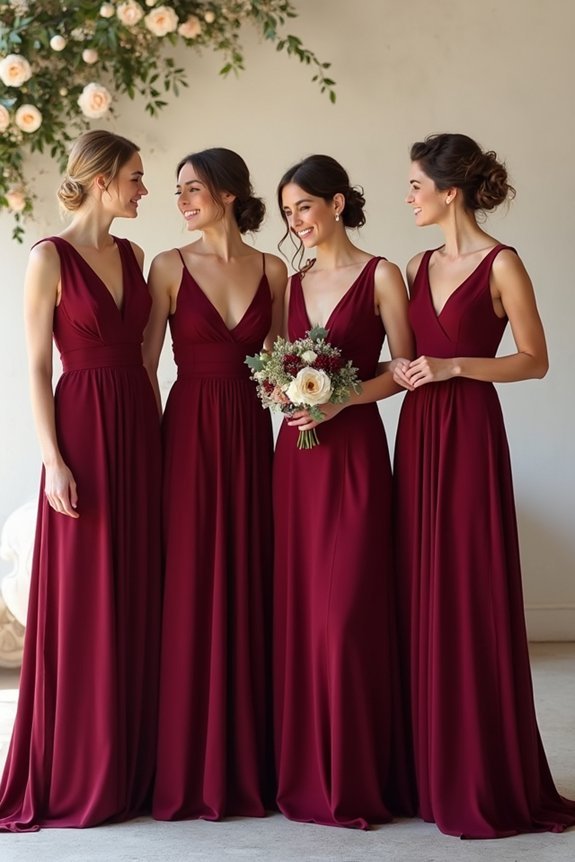 burgundy timeless bridesmaid elegance