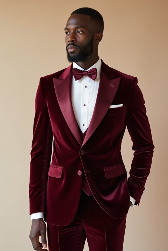 burgundy tuxedos for sophistication