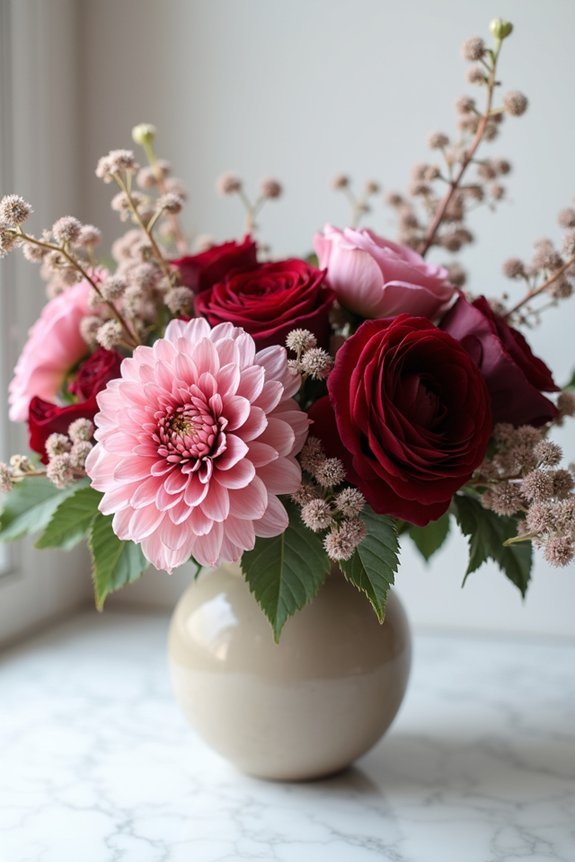 burgundy wedding bouquet flowers