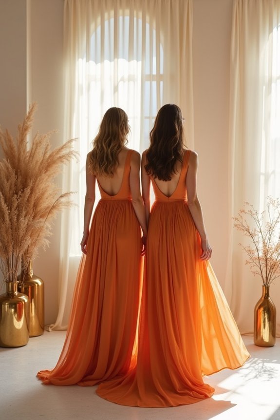 burnt orange bridesmaid attire