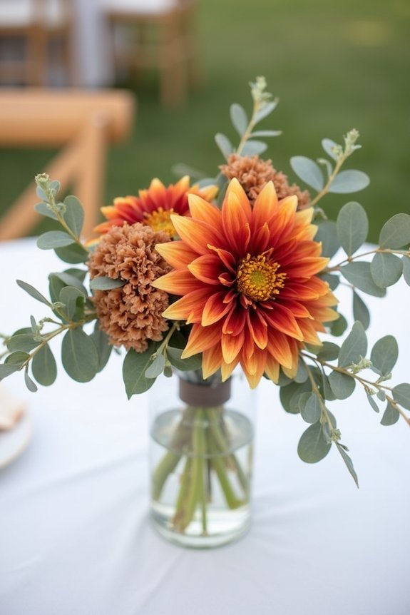 burnt orange floral arrangements