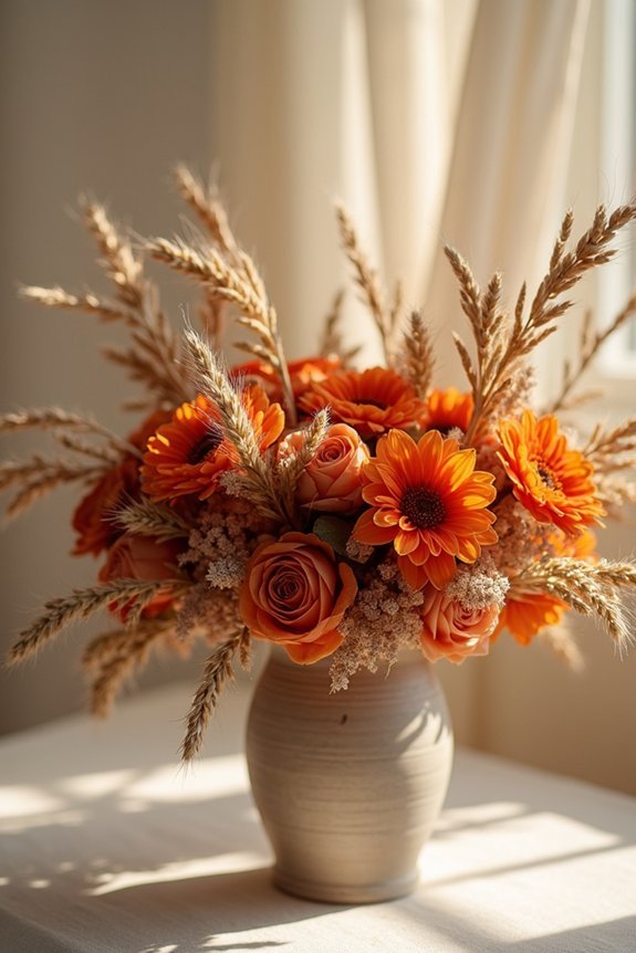 burnt orange floral arrangements