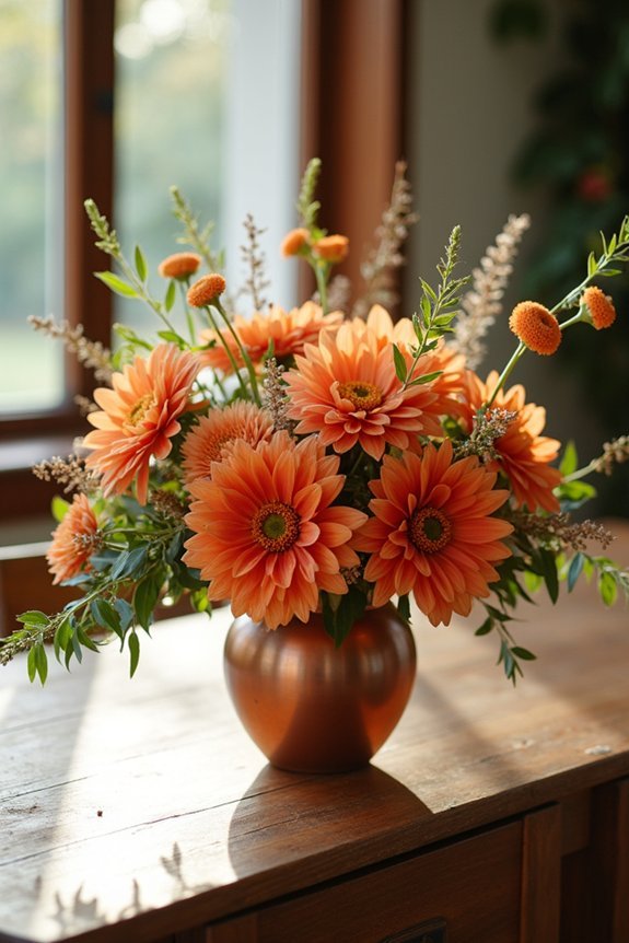 burnt orange floral centerpiece ideas
