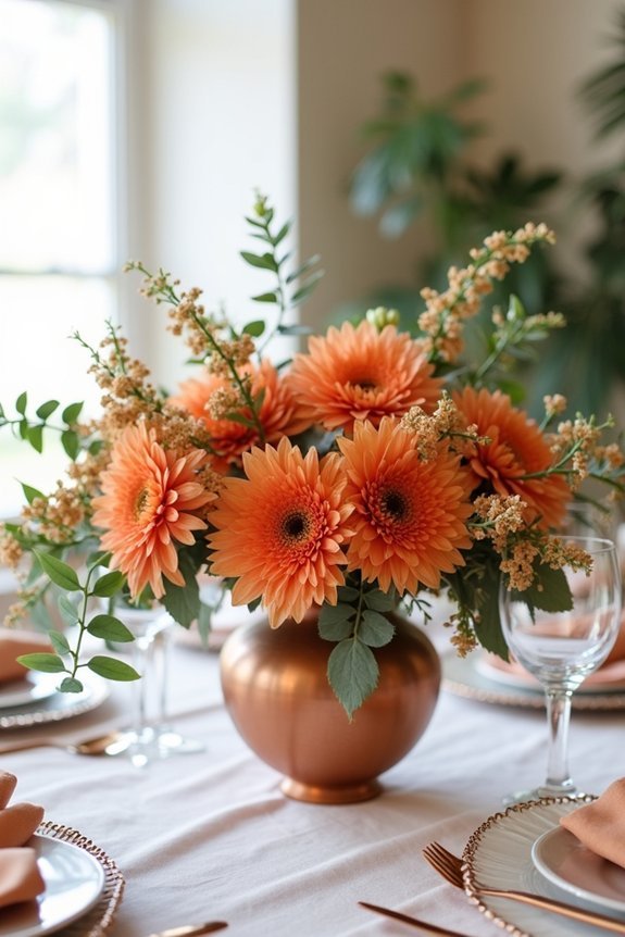 burnt orange wedding flowers