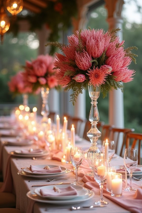 candlelit protea candelabra elegance