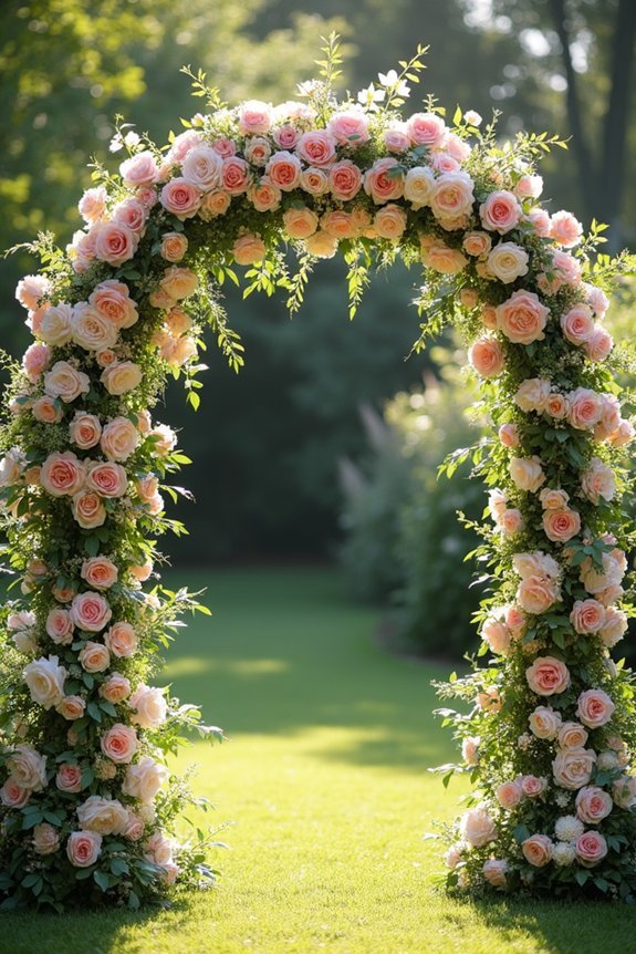 cascading garden roses arch