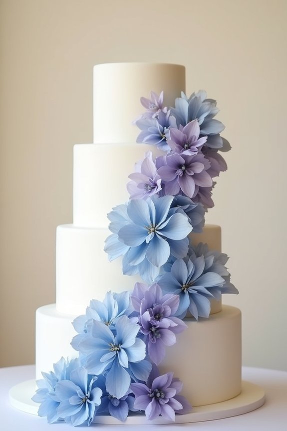 cascading hydrangeas wedding cake