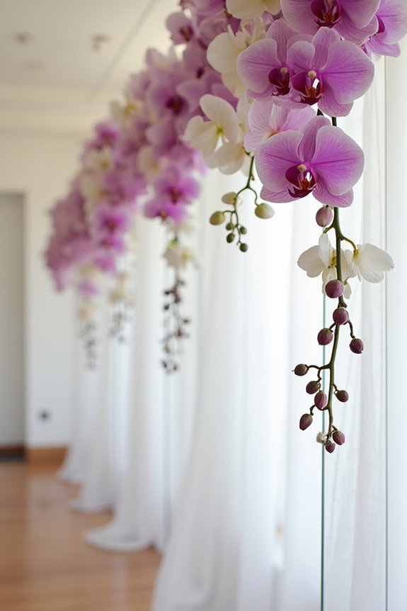 cascading orchid wedding installations