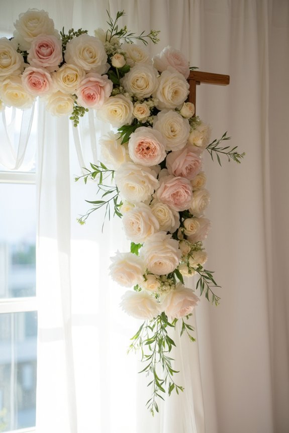 cascading peony ceremony backdrop