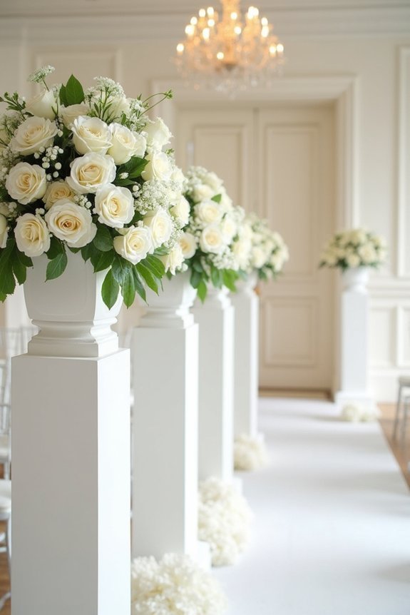 cascading white roses elegance