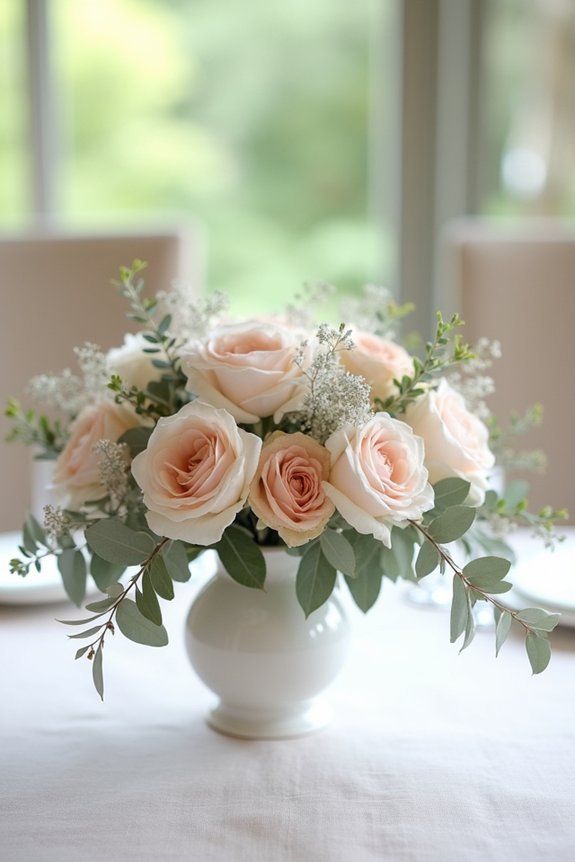 classic roses and eucalyptus