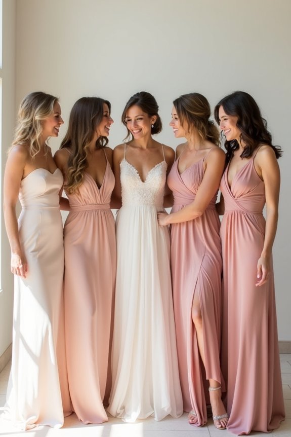cohesive mismatched bridesmaid dresses