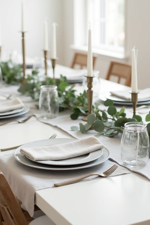 contemporary eucalyptus tablescape design