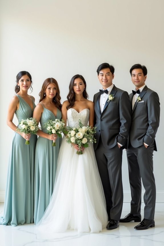 coordinated wedding party attire