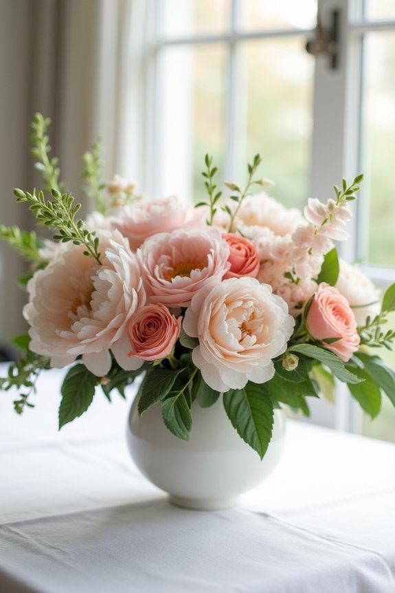 coral and blush centerpieces