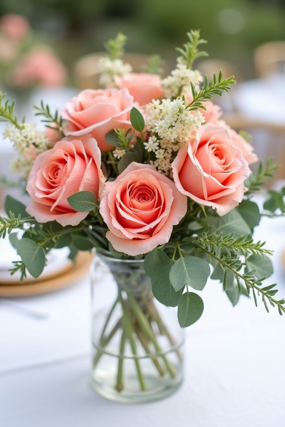 coral and greenery elegance